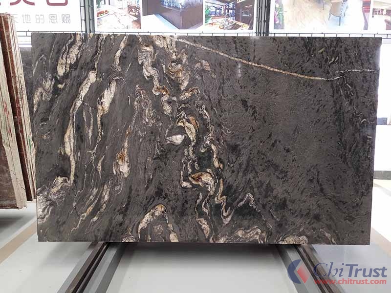 Polished Matrix Titanium Granite Slab Granite Slabs