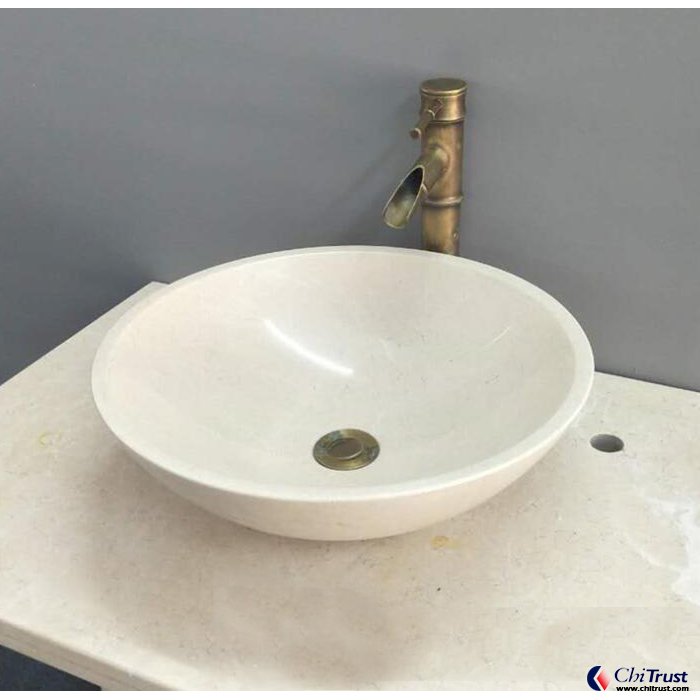 Crema Marfil Marble Stone Washing Basin Stone Basin